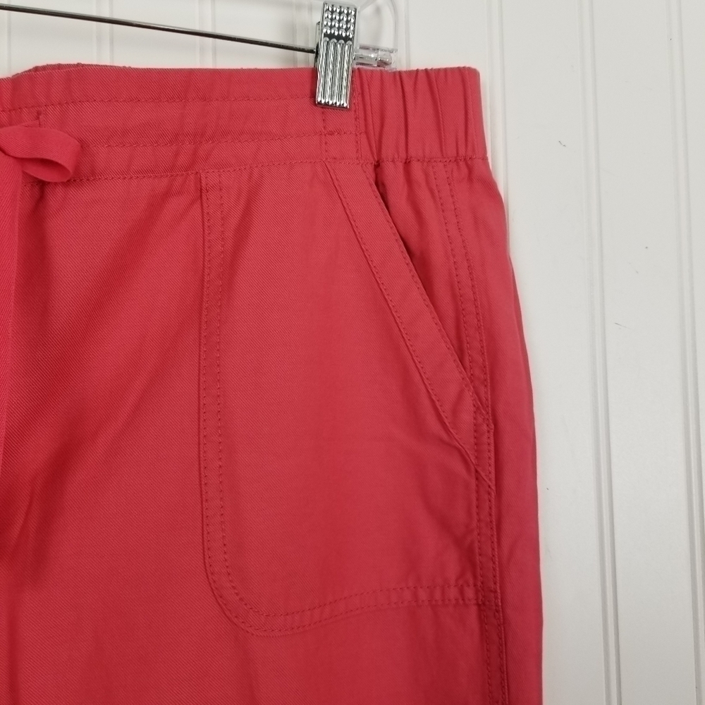 Talbots Womens Size 16P Petite Cropped Pull On Pants Coral Pockets Tie Waist NWT - Picture 5 of 12